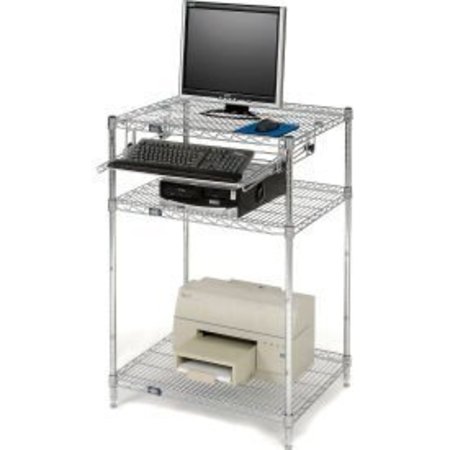 GLOBAL EQUIPMENT Nexel     Chrome Wire Shelf Computer Workstation with Keyboard Tray, 30"W x 24"D x 42"H 579208